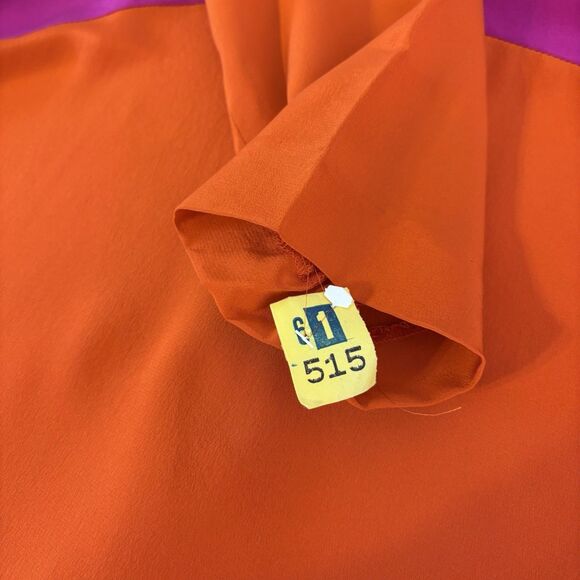 Eliza J Dress Size 10 Silk Color Block Orange Lined Back Zipper Scoop Neck FLAWS - Picture 9 of 13